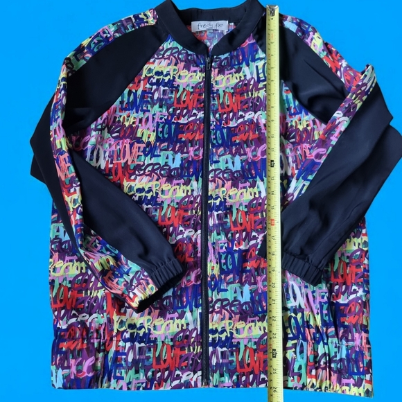 Fresh Fx Graffiti Print 'LOVE ICE CREAM' Lightweight Colourful Zip-Up Jacket - Picture 9 of 9
